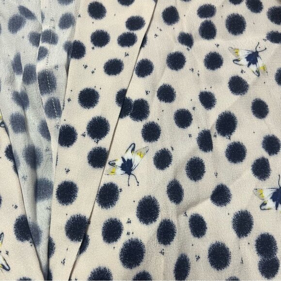 H&M x Anna Glover Crepe Blazer Jacket Cream Blue Butterfly Dotted Pattern Size 6 - Picture 6 of 7